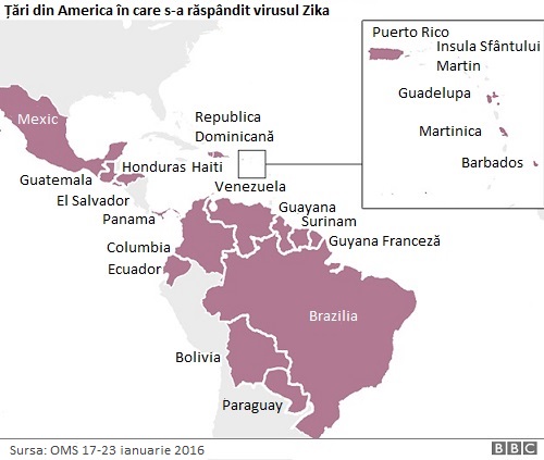 Virusul Zika s-a răspândit pe teritoriul continentului America