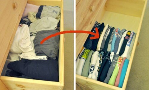 Organizarea spațiului din dulap prin aranjarea hainelor