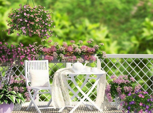 Ghidul grădinii urbane cu mobilier de grădină și flori