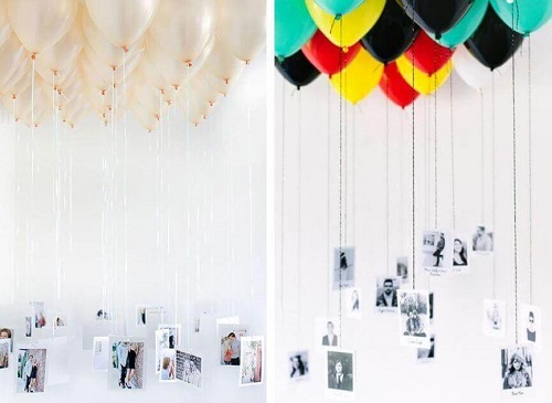 Decorațiuni cu baloane și fotografii