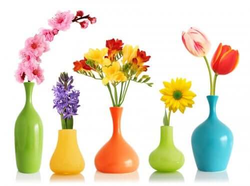 Vaze cu flori colorate