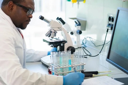 Medic ce studiază la microscop încărcătura virală