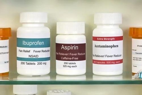 Cutii cu medicamente analgezice