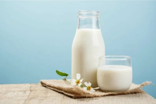 Pahar și sticlă cu lapte