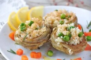 Rețetă de anghinare umplute cu orez