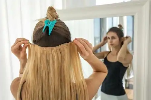 Fată care nu știe că extensiile de păr sunt periculoase