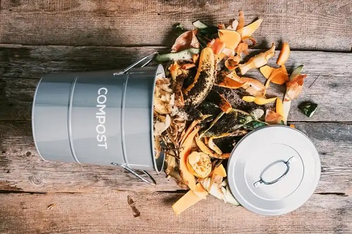Găleată cu compost pentru plante