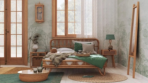 Tapetul vintage în dormitor