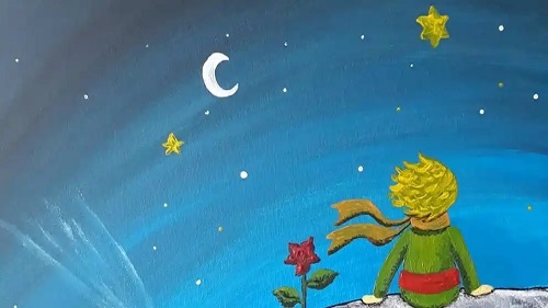 Băiat care admiră luna